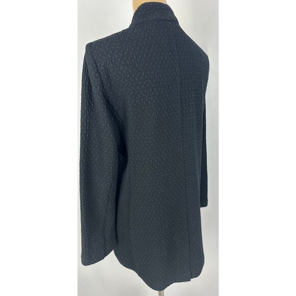 Eileen Fisher Size Petite Small Black Honeycomb High Mock Neck Overcoat Timeless - Picture 6 of 16